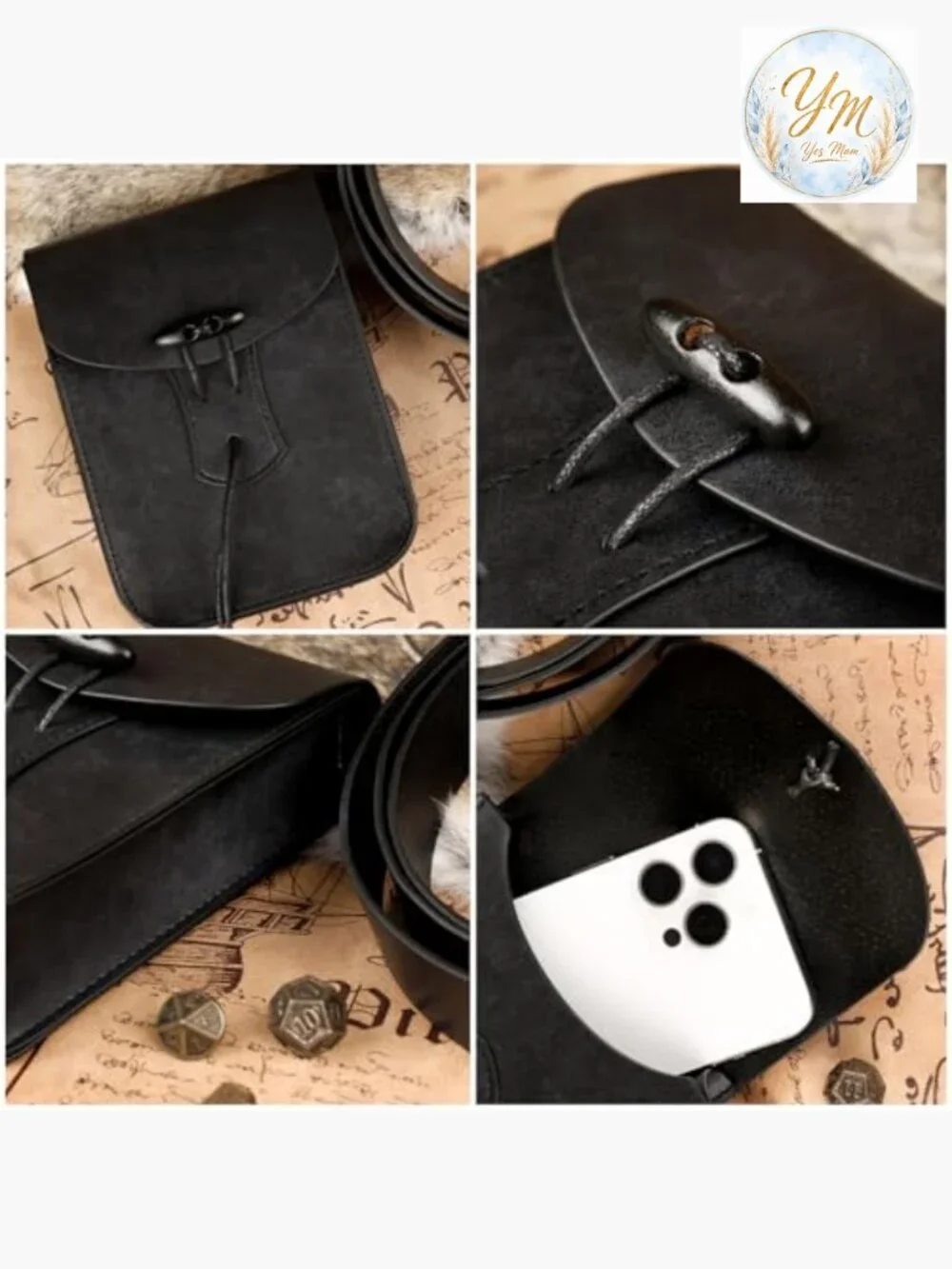 Medieval Faux Leather Belt Bag Renaissance Waist Pouch Cosplay Ren Faire